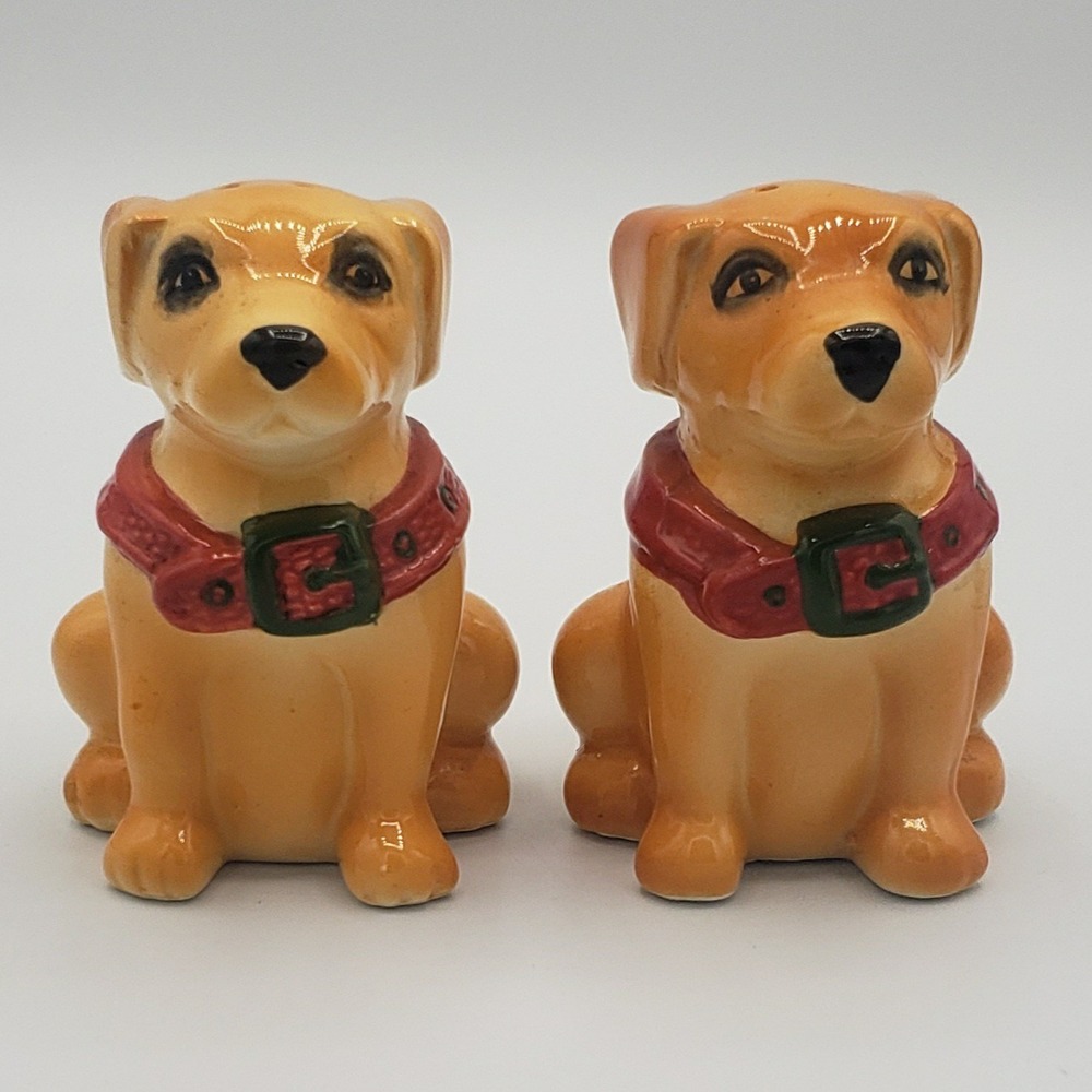 Holiday Time Golden Lab‎ Dog Salt And Pepper Shaker Set 3.5 Inches